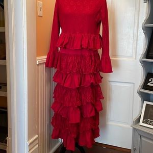 Dark red ladies maxi dress